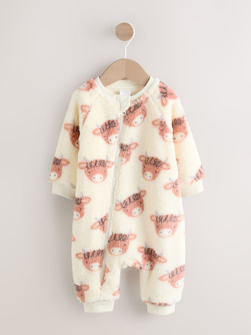 Ecru Hamish Baby Heavy Fleece Sleepsuit image 1
