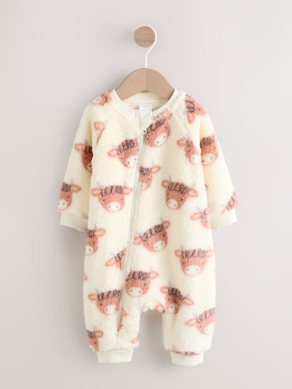 Ecru Hamish Baby Heavy Fleece Sleepsuit image 1