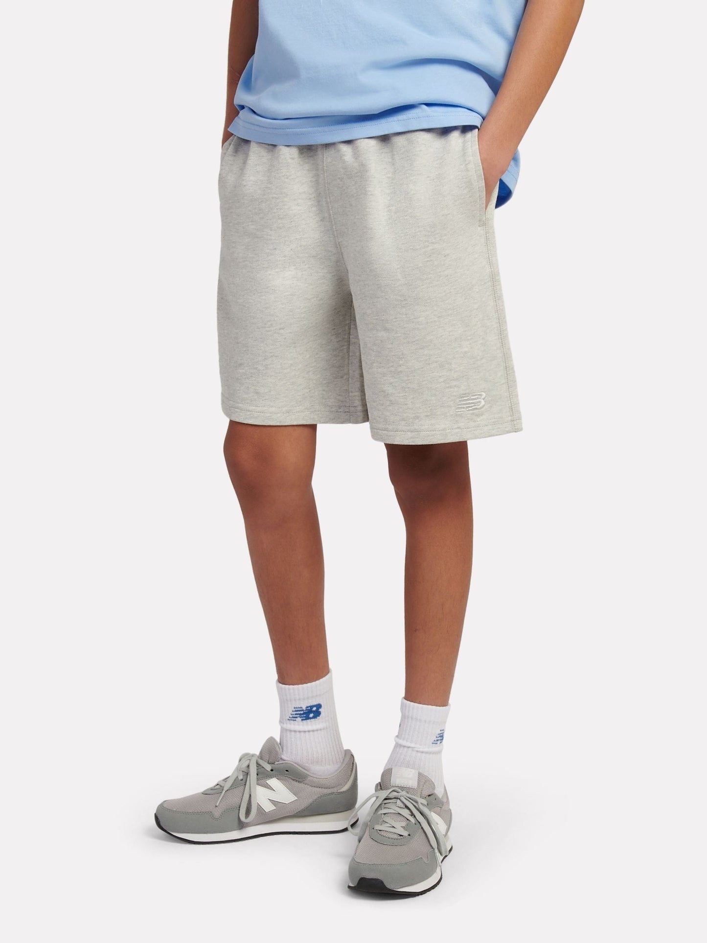 Dsiney Kidz - New Balance Light Grey French Terry Small Logo Cotton Shorts image 1