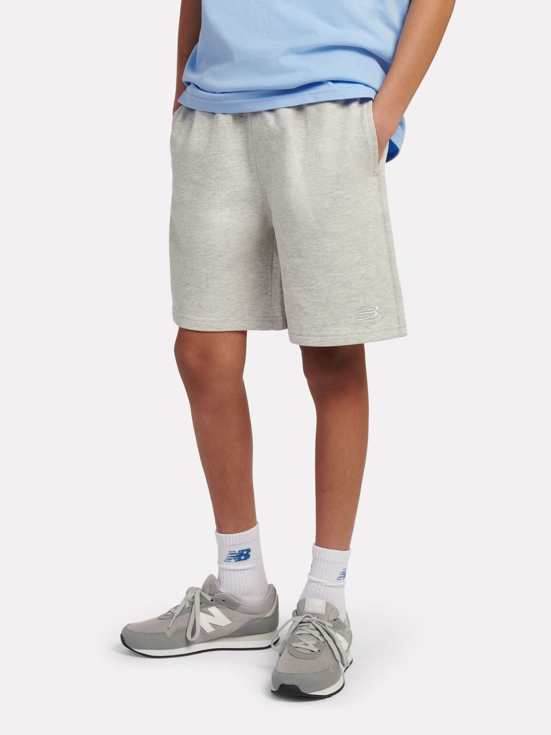 Dsiney Kidz - New Balance Light Grey French Terry Small Logo Cotton Shorts image 1