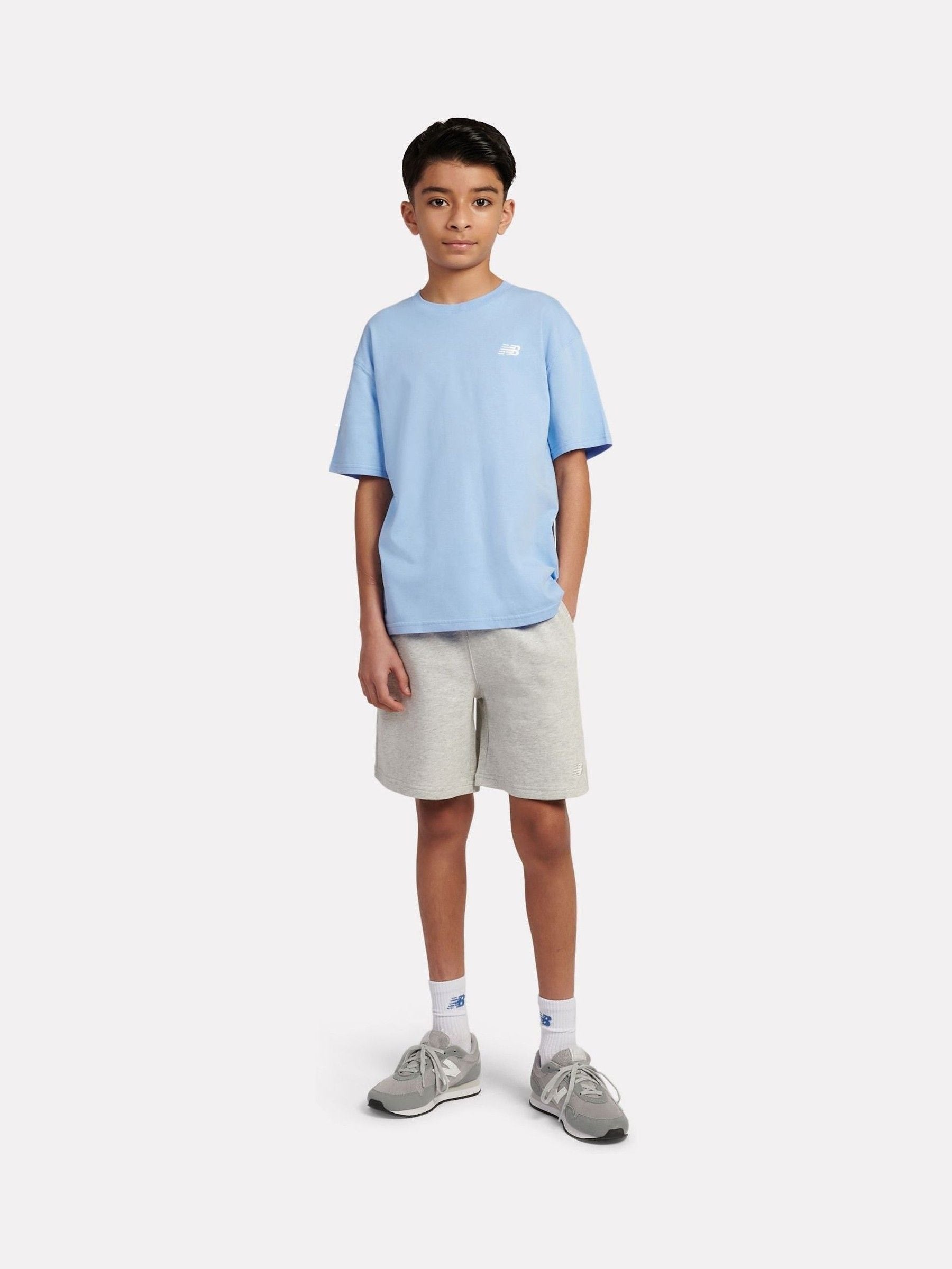 Dsiney Kidz - New Balance Light Grey French Terry Small Logo Cotton Shorts image 5