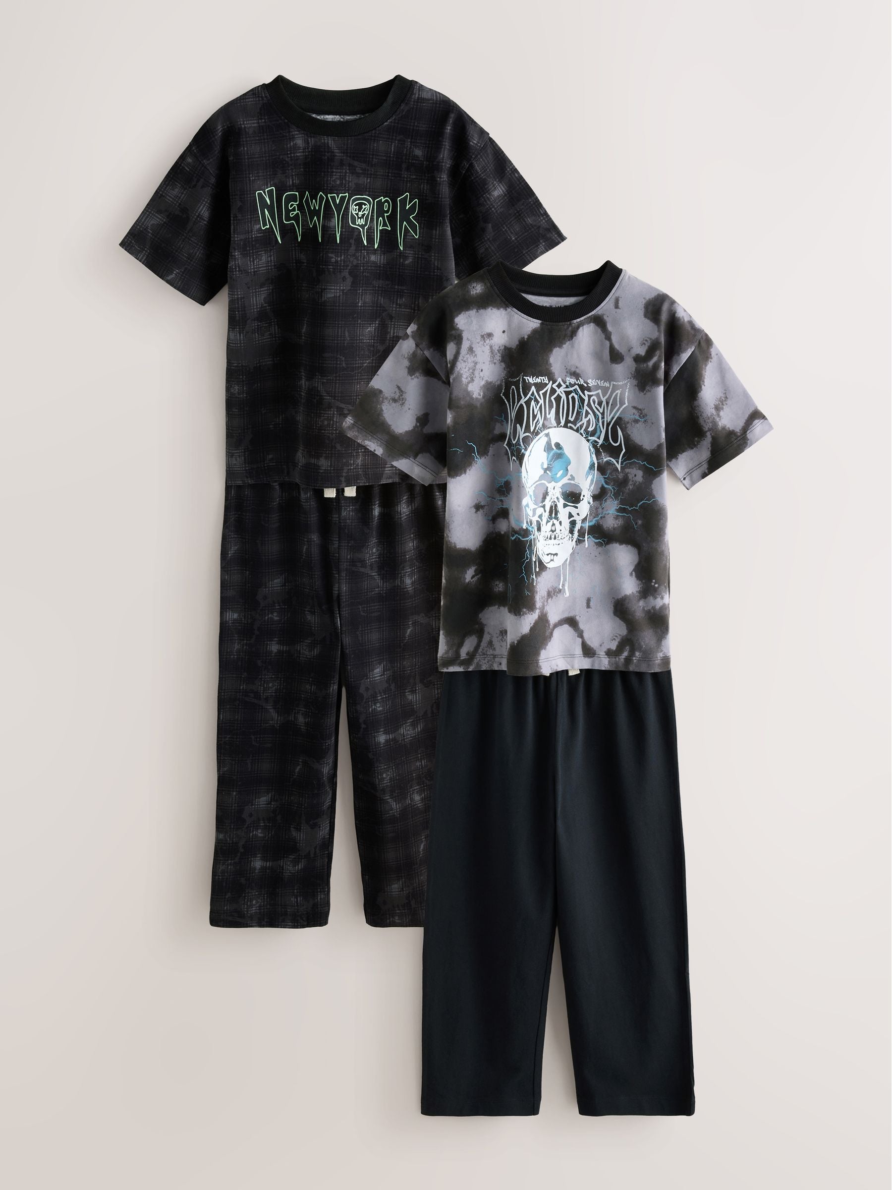 Black/Grey Skull Long Sleeve Pyjamas 2 Pack (3-16yrs) image 7