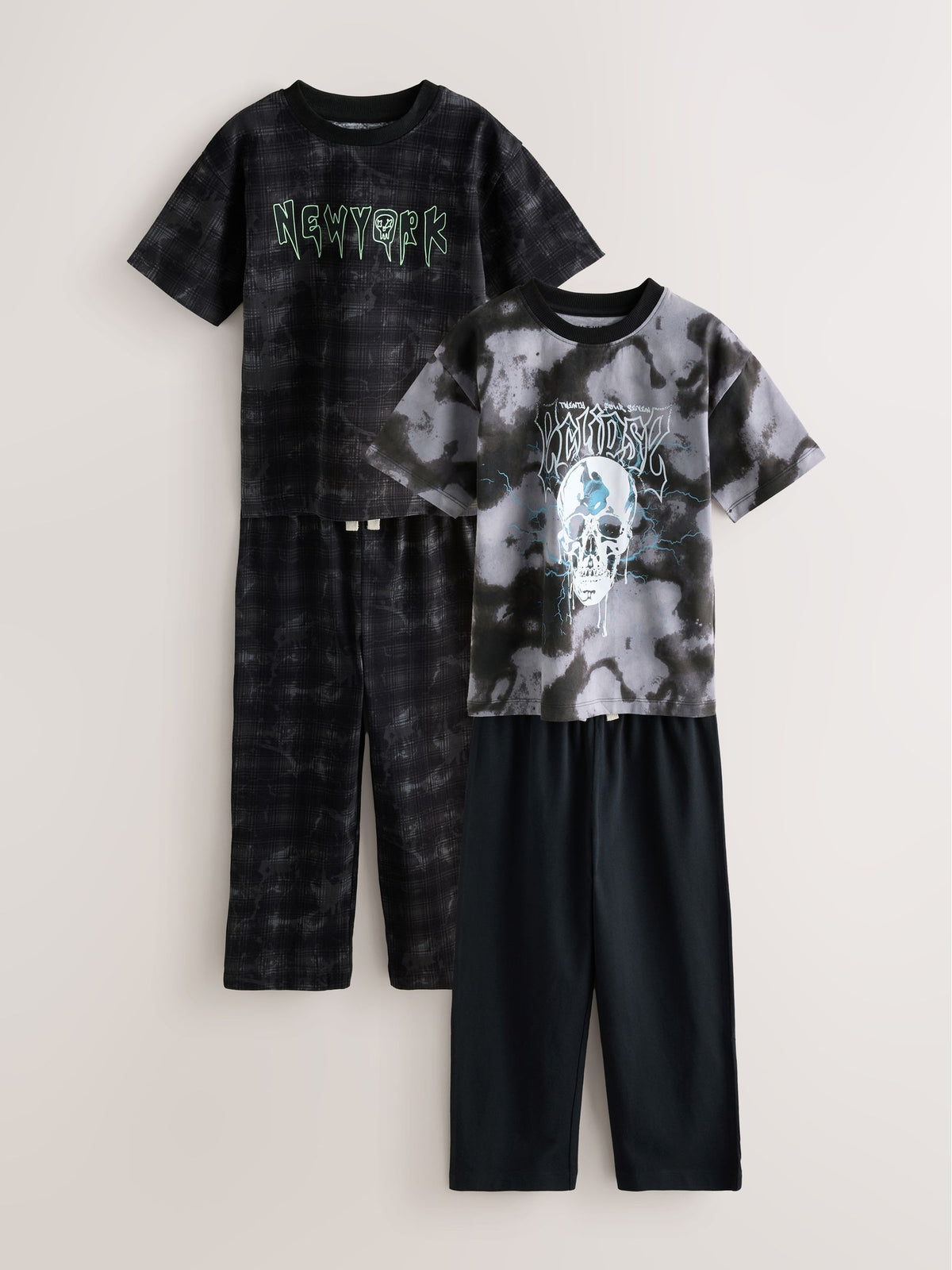 Black/Grey Skull Long Sleeve Pyjamas 2 Pack (3-16yrs) - image 5