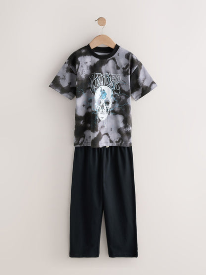 Black/Grey Skull Long Sleeve Pyjamas 2 Pack (3-16yrs) image 8