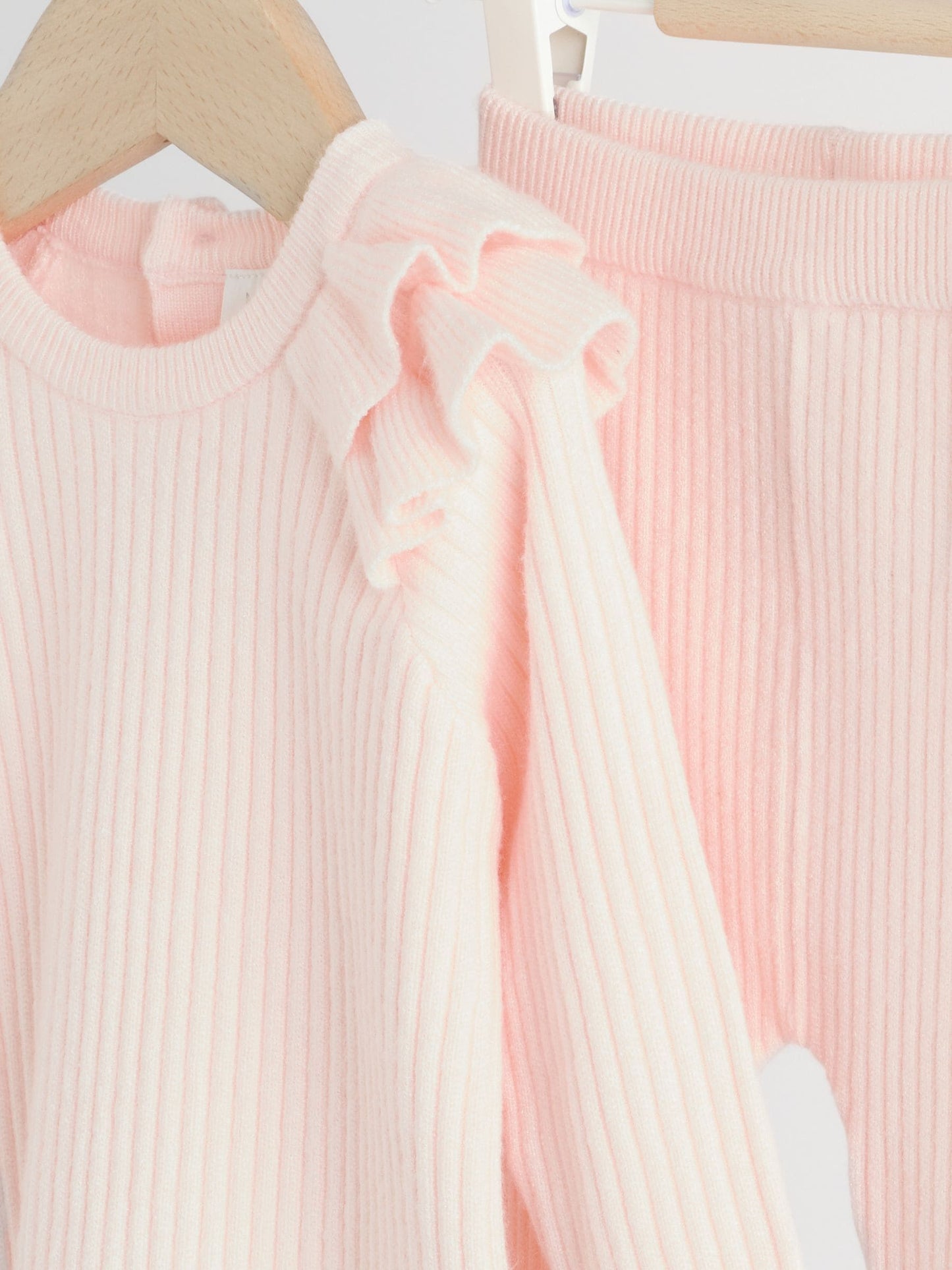 Light Pink Baby Knitted Jumper and Leggings Set 2 Piece (0mths-3yrs) image 3