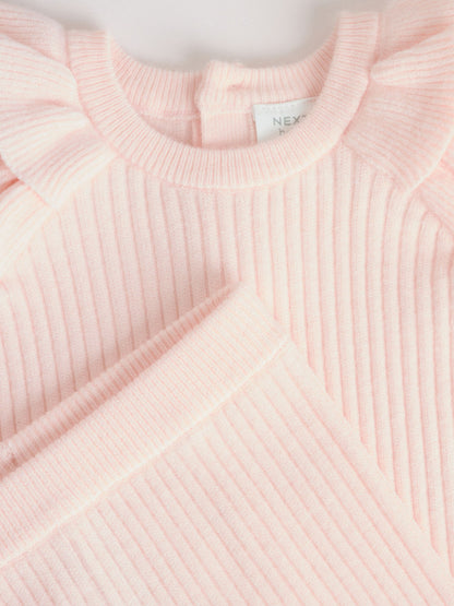 Light Pink Baby Knitted Jumper and Leggings Set 2 Piece (0mths-3yrs) image 4