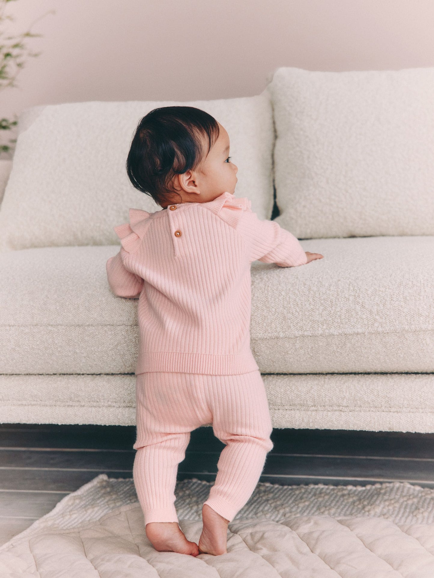 Light Pink Baby Knitted Jumper and Leggings Set 2 Piece (0mths-3yrs) image 2