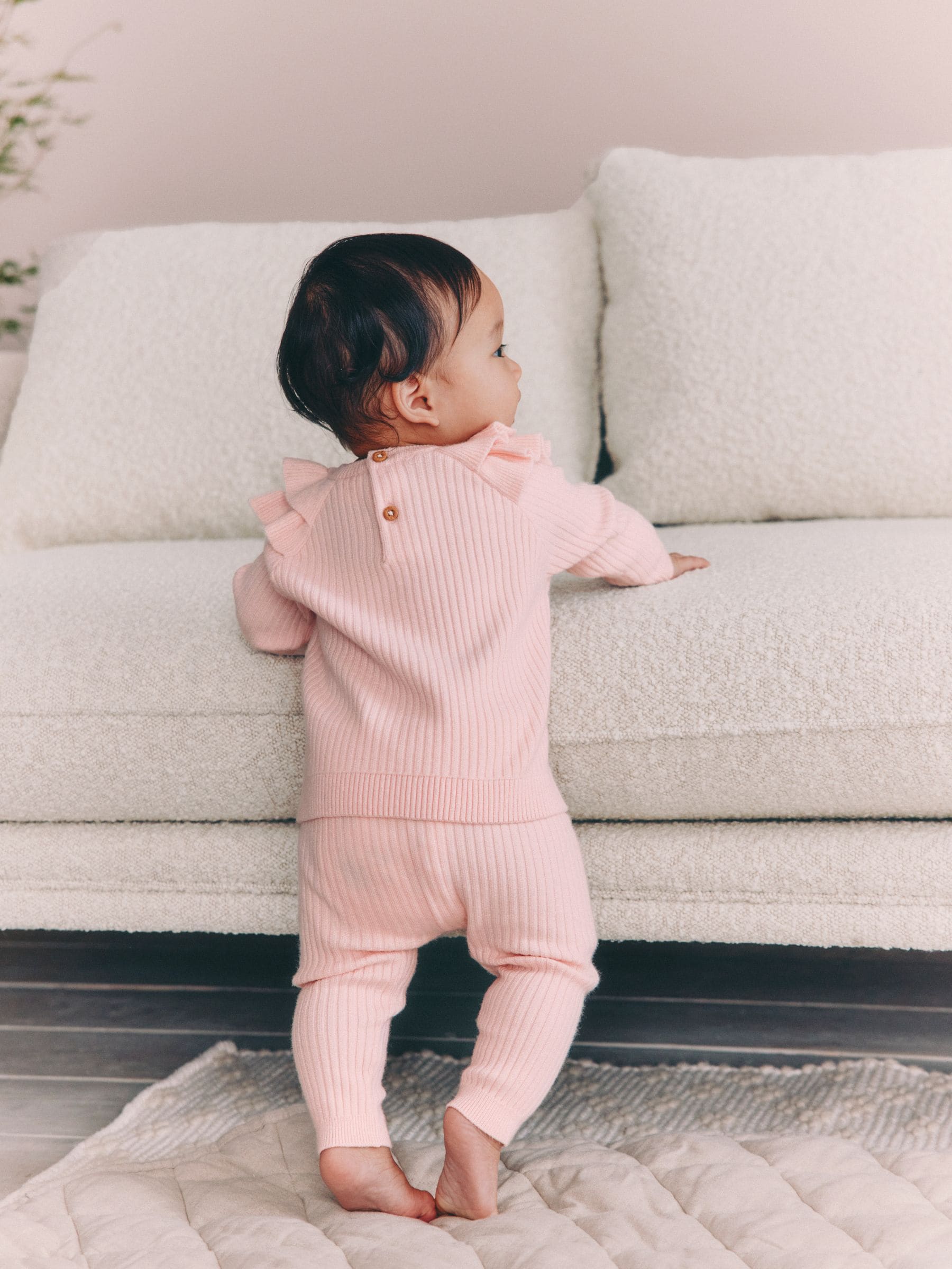 Light Pink Baby Knitted Jumper and Leggings Set 2 Piece (0mths-3yrs) image 2