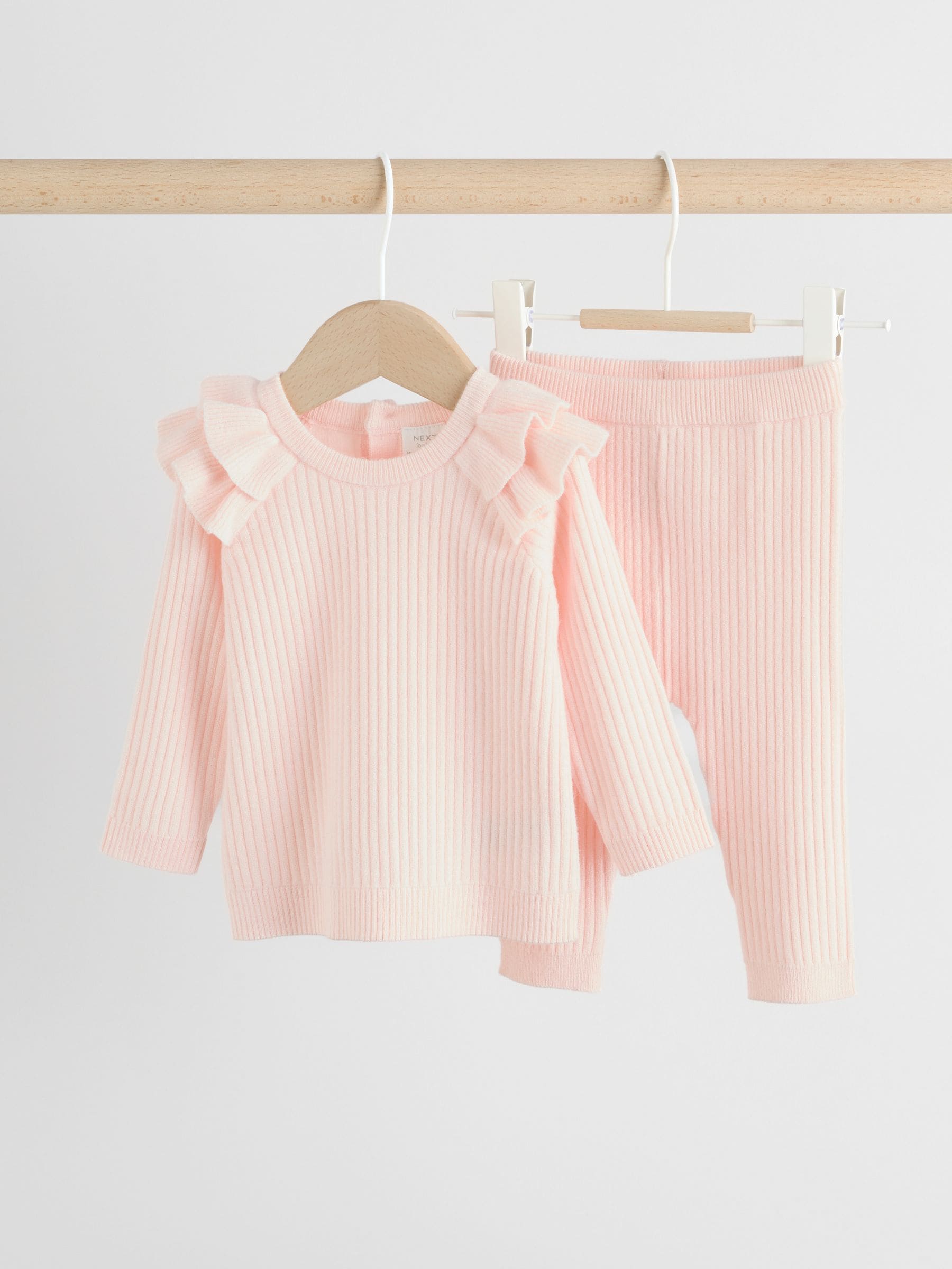 Light Pink Baby Knitted Jumper and Leggings Set 2 Piece (0mths-3yrs) image 4
