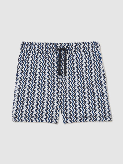 Dsiney Kidz - Reiss Blue Teti 3-9 yrs Zig-Zag Knit Drawstring Shorts image 2
