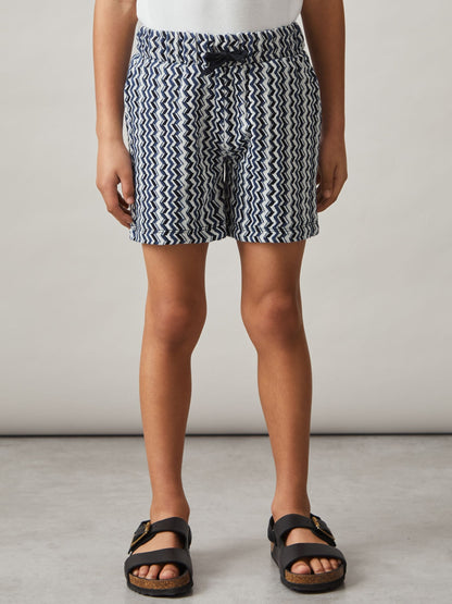 Dsiney Kidz - Reiss Blue Teti 3-9 yrs Zig-Zag Knit Drawstring Shorts image 3