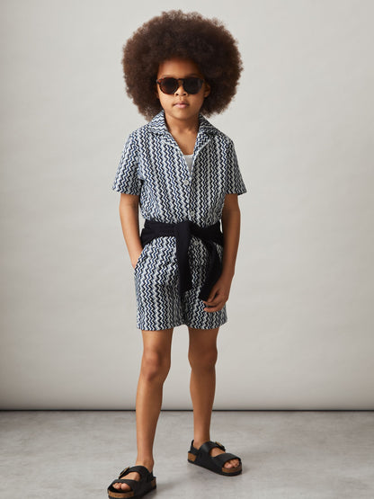 Dsiney Kidz - Reiss Blue Teti 3-9 yrs Zig-Zag Knit Drawstring Shorts image 4