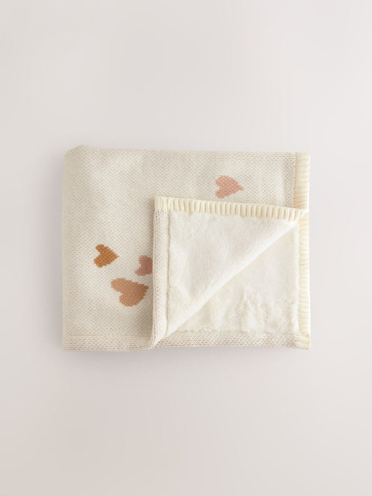 Hearts Knitted Baby Blanket image 1