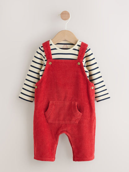 Red Cord Dungarees and Bodysuit Baby Set (0mths-2yrs)