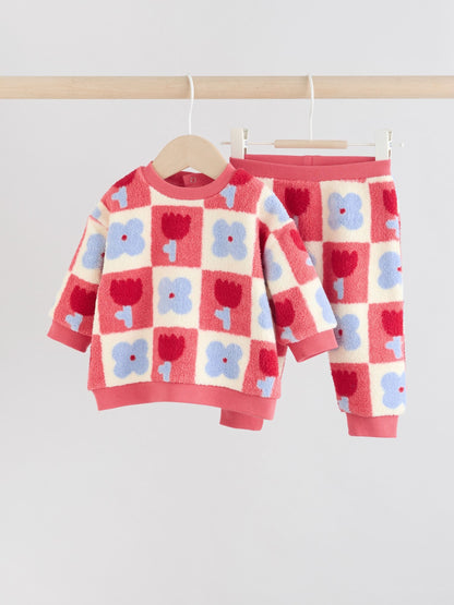 Red/ Purple Check Baby Fleece Tops and Leggings Set 2 Piece (0mths-2yrs)