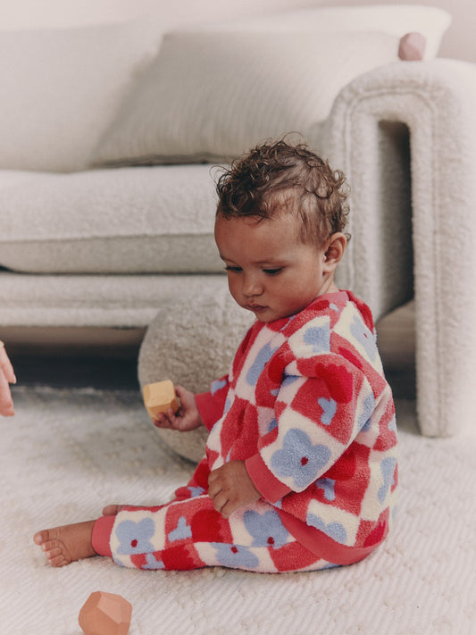 Red/ Purple Check Baby Fleece Tops and Leggings Set 2 Piece (0mths-2yrs) image 1