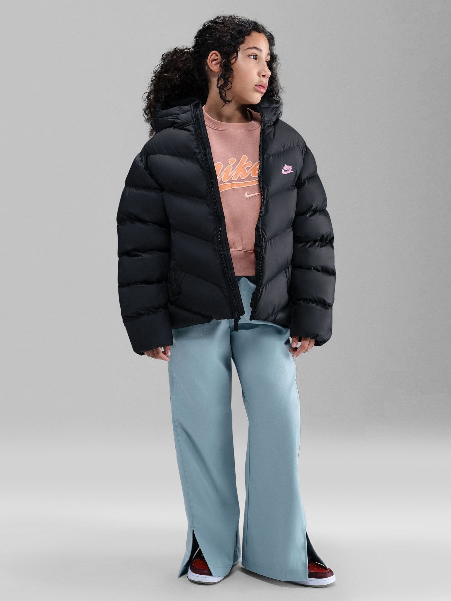 Dsiney Kidz - Nike Black/Pink Padded Puffer Jacket image 1