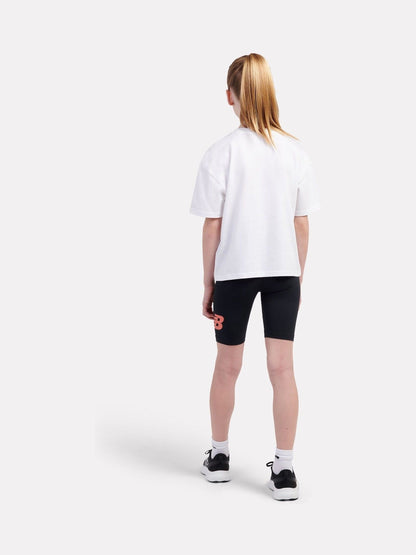 Dsiney Kidz - New Balance White Stacked Logo T-Shirt and Cycle Shorts Set image 2