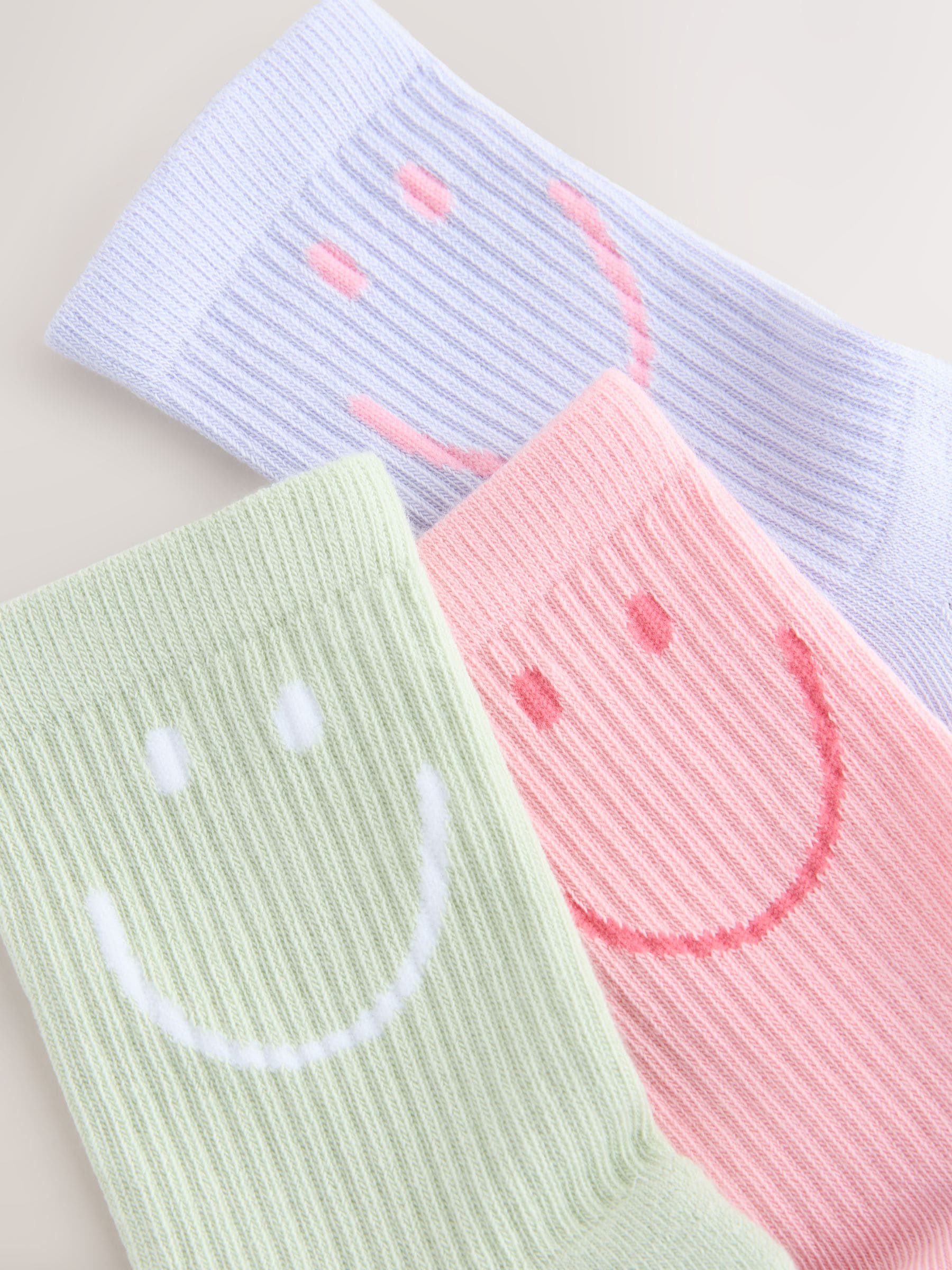 Pink, Purple and Green Cotton Rich Cushioned Sole Ankle Socks 3 Pack image 5