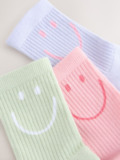 Pink, Purple and Green Cotton Rich Cushioned Sole Ankle Socks 3 Pack image 5