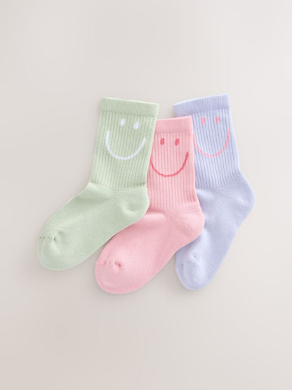 Pink, Purple and Green Cotton Rich Cushioned Sole Ankle Socks 3 Pack image 1