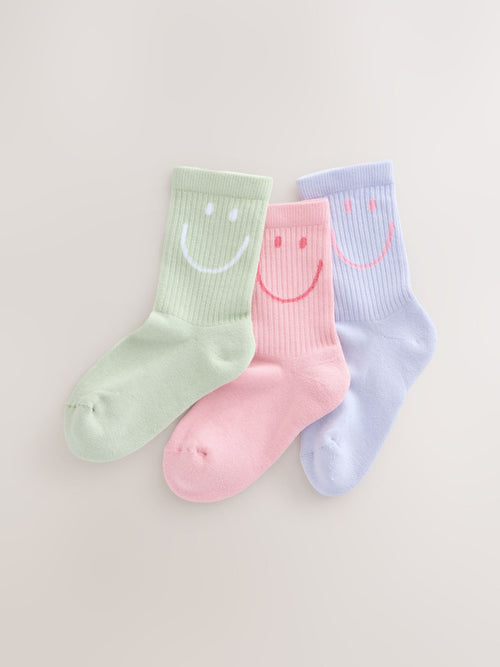 Pink, Purple and Green Cotton Rich Cushioned Sole Ankle Socks 3 Pack image 1
