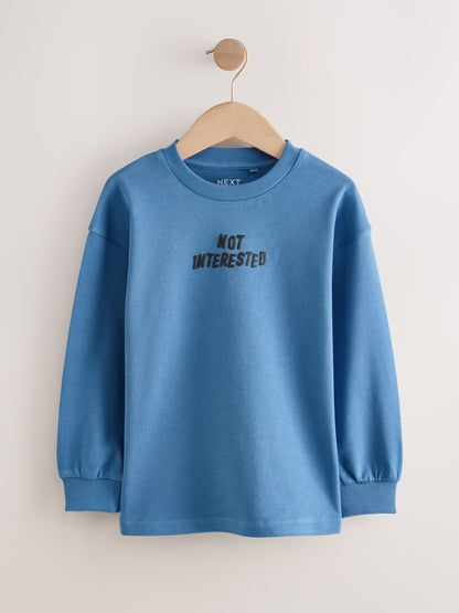 Dsiney Kidz - Blue/Green Graphic Relaxed Fit Long Sleeve Heavyweight T-Shirts 3 Pack (3-16yrs) image 3