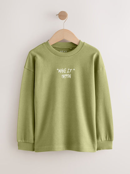 Dsiney Kidz - Blue/Green Graphic Relaxed Fit Long Sleeve Heavyweight T-Shirts 3 Pack (3-16yrs) image 4