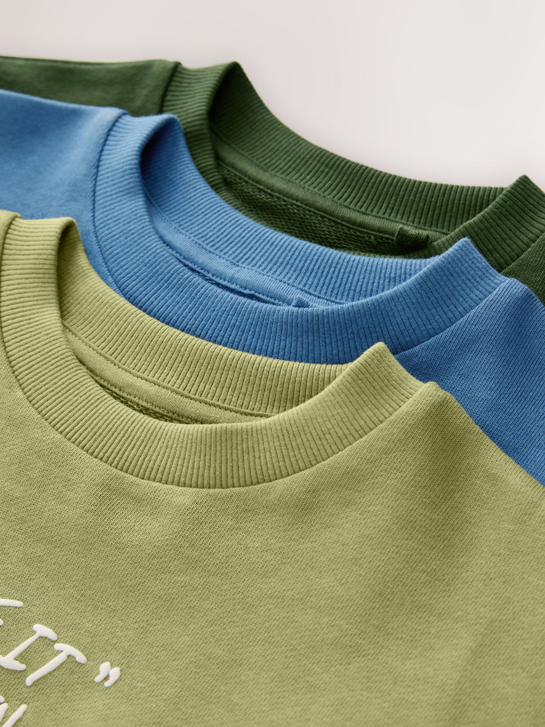 Dsiney Kidz - Blue/Green Graphic Relaxed Fit Long Sleeve Heavyweight T-Shirts 3 Pack (3-16yrs) image 6