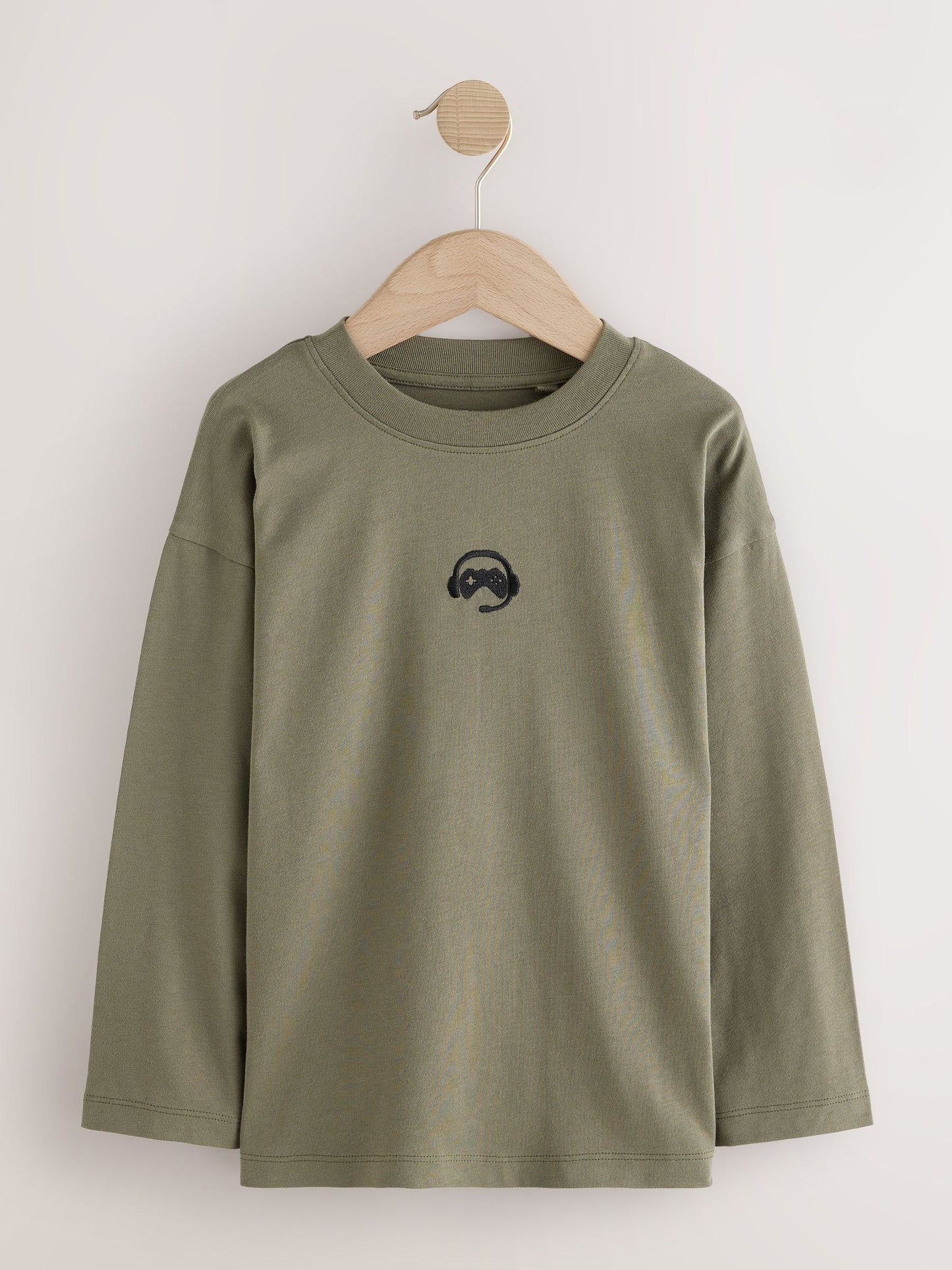 Dsiney Kidz - Black/White/Grey Marl/Khaki Long Sleeve Small Graphic T-Shirts 4 Pack (3-16yrs) image 2