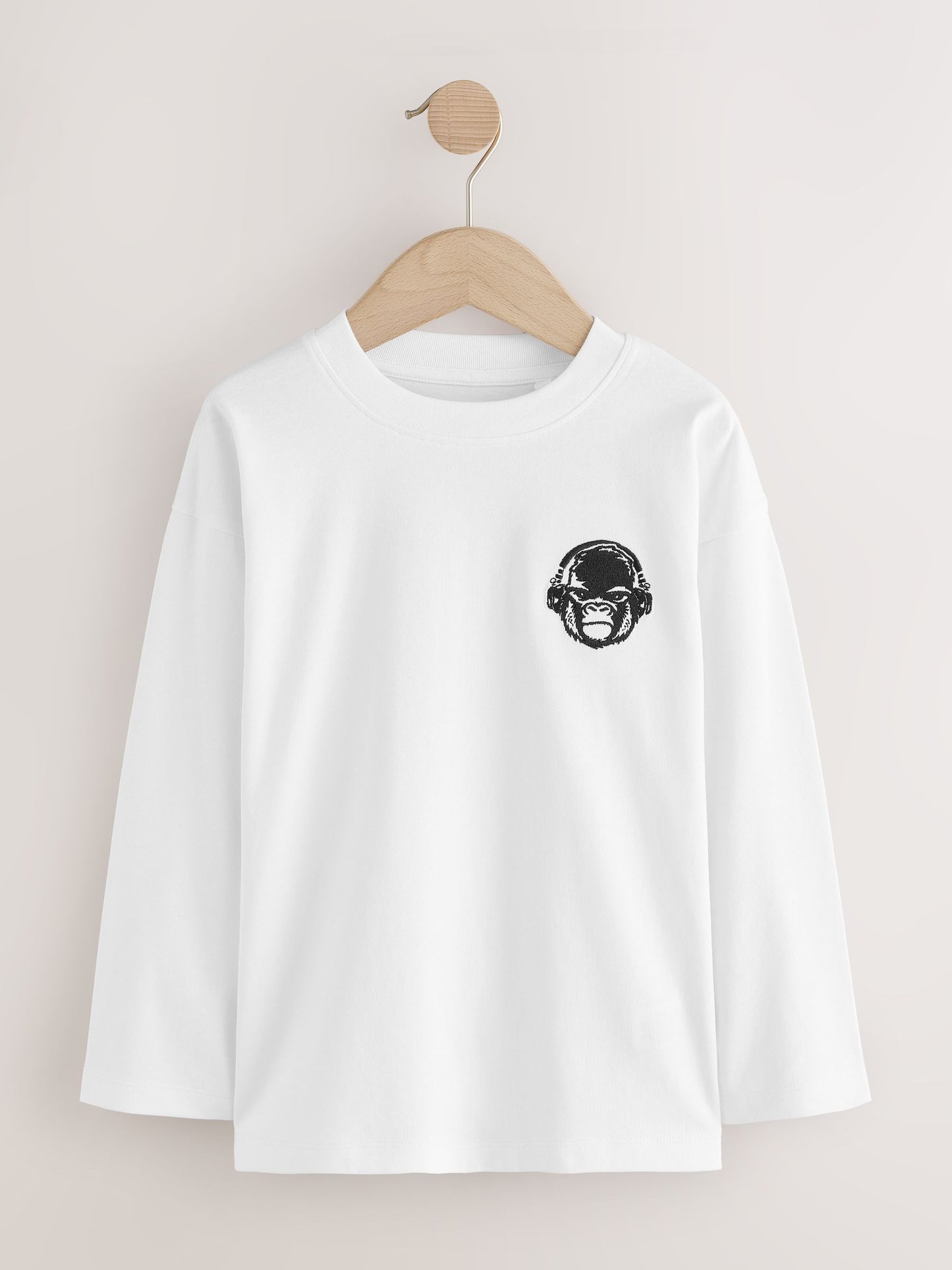 Dsiney Kidz - Black/White/Grey Marl/Khaki Long Sleeve Small Graphic T-Shirts 4 Pack (3-16yrs) image 4