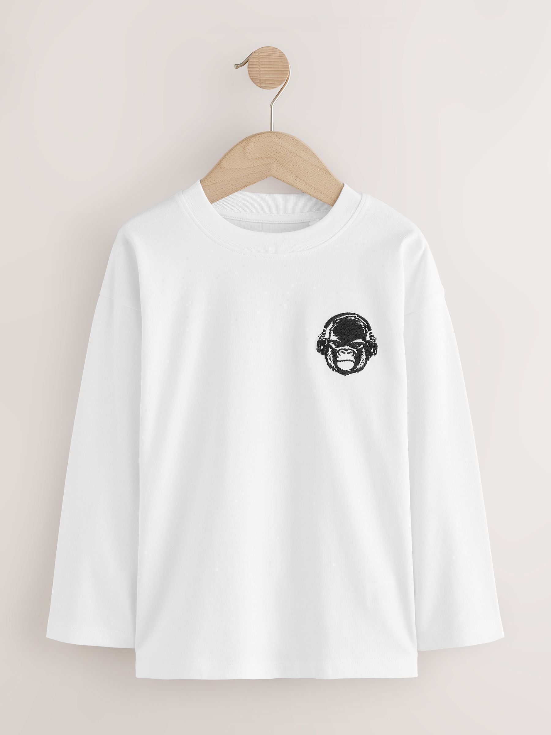 Dsiney Kidz - Black/White/Grey Marl/Khaki Long Sleeve Small Graphic T-Shirts 4 Pack (3-16yrs) image 4