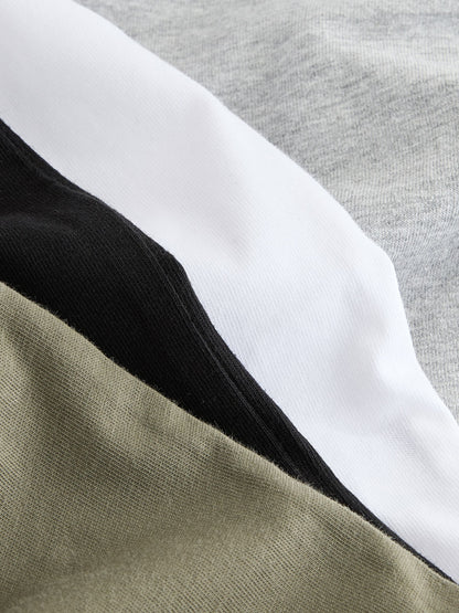 Dsiney Kidz - Black/White/Grey Marl/Khaki Long Sleeve Small Graphic T-Shirts 4 Pack (3-16yrs) image 8