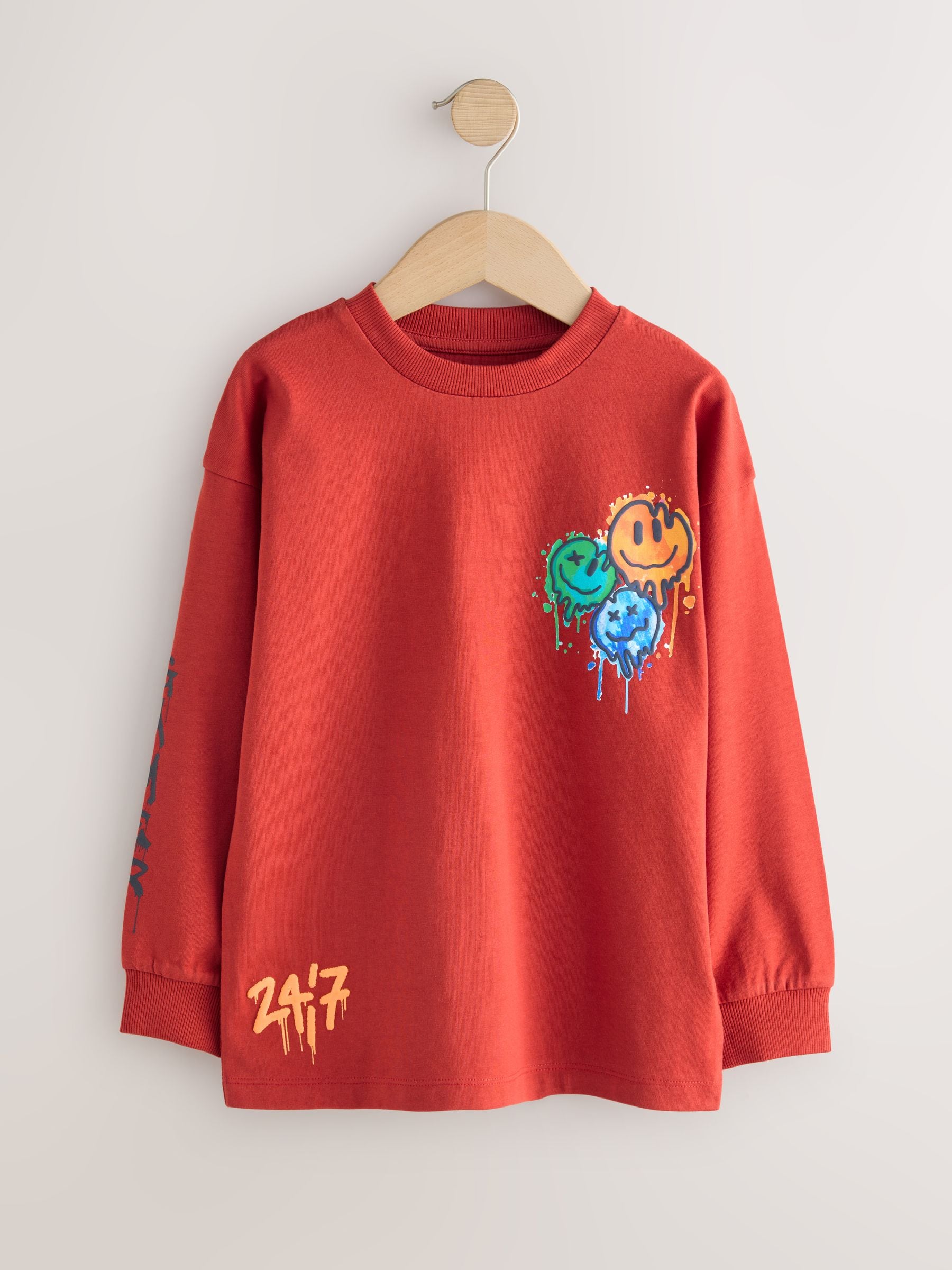 Dsiney Kidz - Navy/Grey/Red Gamer Relaxed Fit Graphic Print Long Sleeve T-Shirts 3 Pack (3-16yrs) image 4