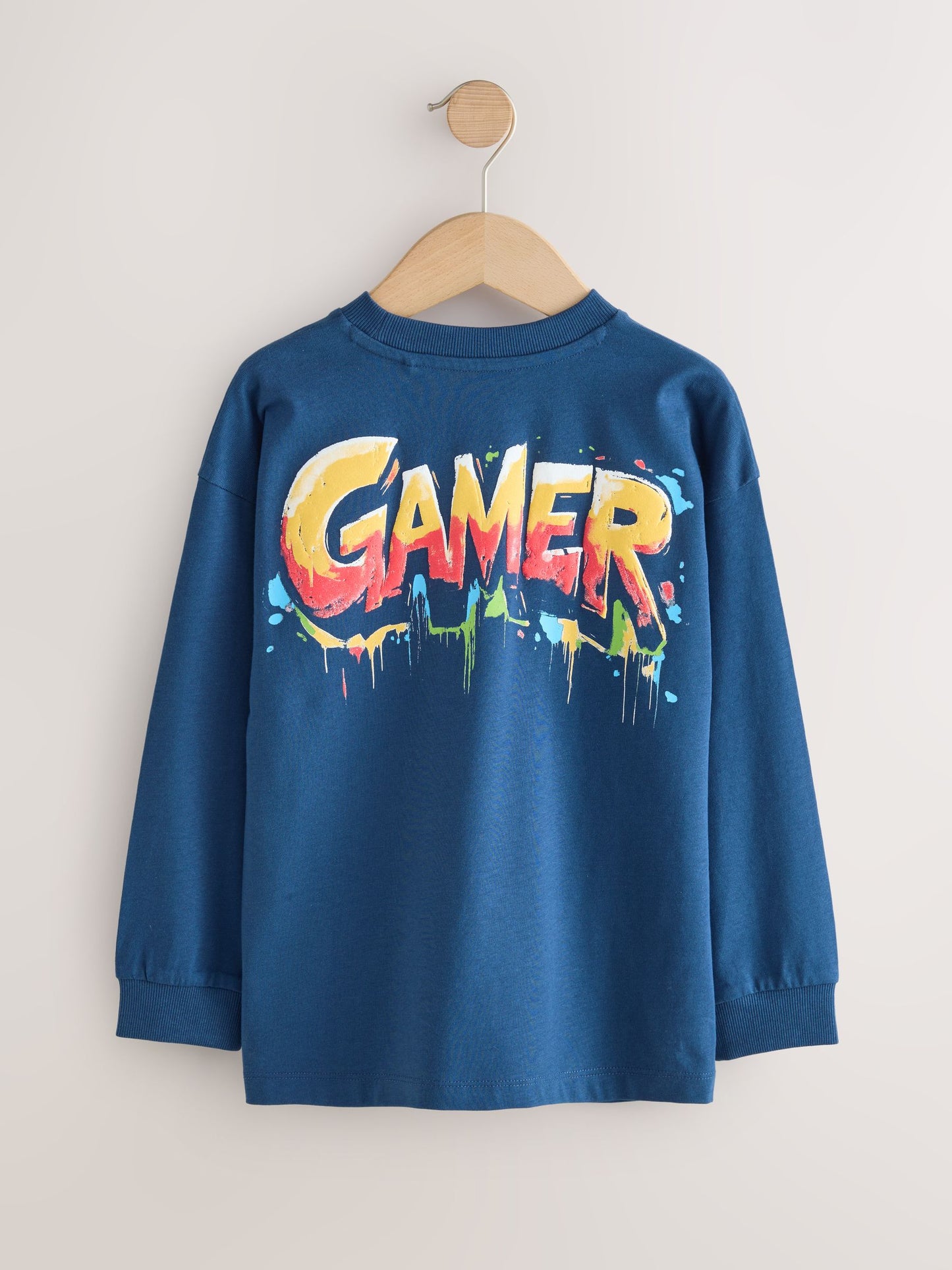 Dsiney Kidz - Navy/Grey/Red Gamer Relaxed Fit Graphic Print Long Sleeve T-Shirts 3 Pack (3-16yrs) image 5