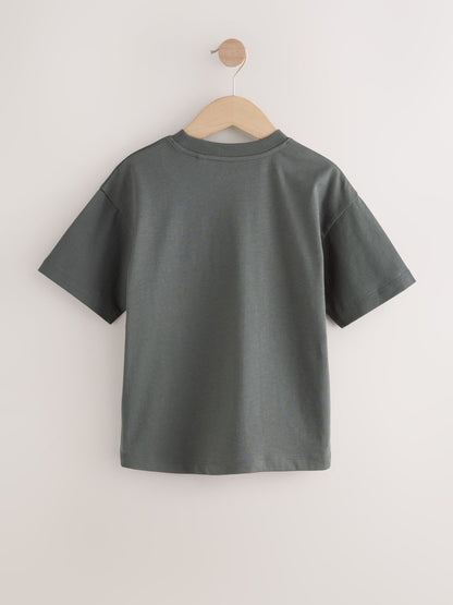 Dsiney Kidz - Navy/Grey/Berry Short Sleeve Logo Chest Graphic T-Shirts 4 Pack (3-16yrs) image 2