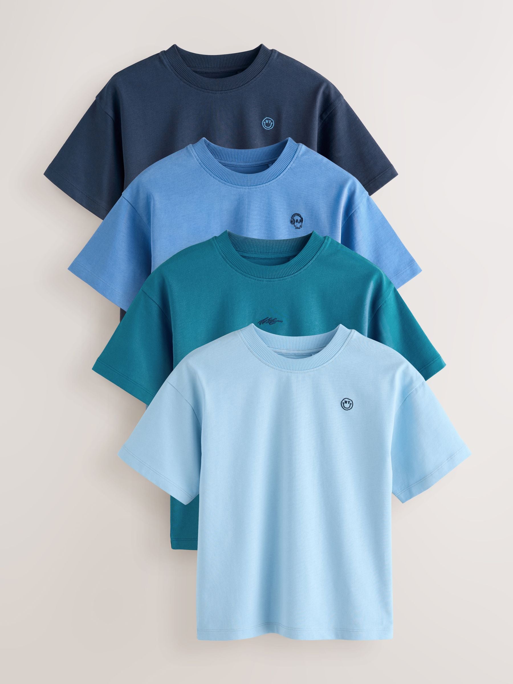 Dsiney Kidz - Blue Short Sleeve Logo Chest Graphic T-Shirts 4 Pack (3-16yrs) image 1