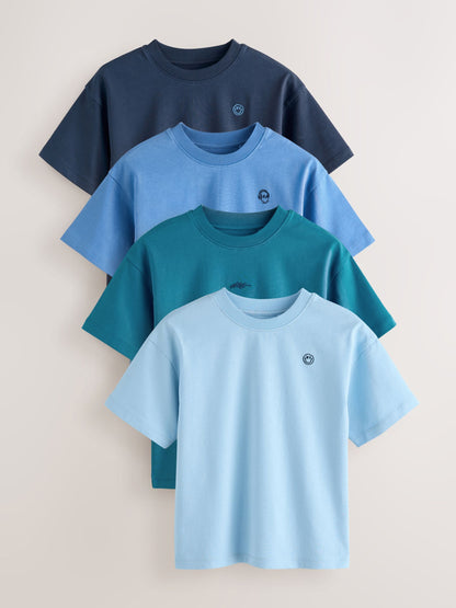 Dsiney Kidz - Blue Short Sleeve Logo Chest Graphic T-Shirts 4 Pack (3-16yrs) image 1