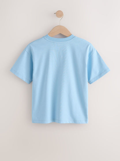 Dsiney Kidz - Blue Short Sleeve Logo Chest Graphic T-Shirts 4 Pack (3-16yrs) image 3