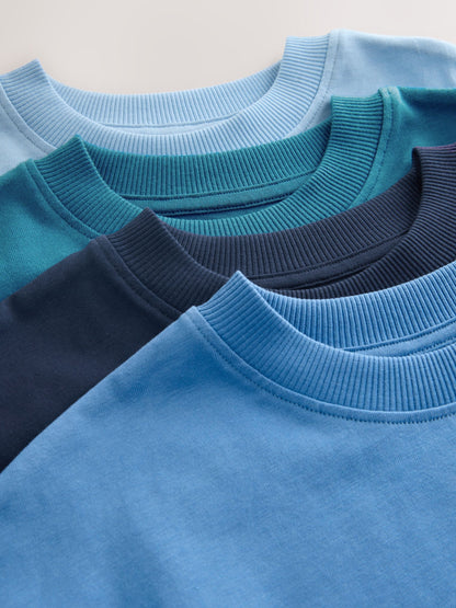 Dsiney Kidz - Blue Short Sleeve Logo Chest Graphic T-Shirts 4 Pack (3-16yrs) image 9