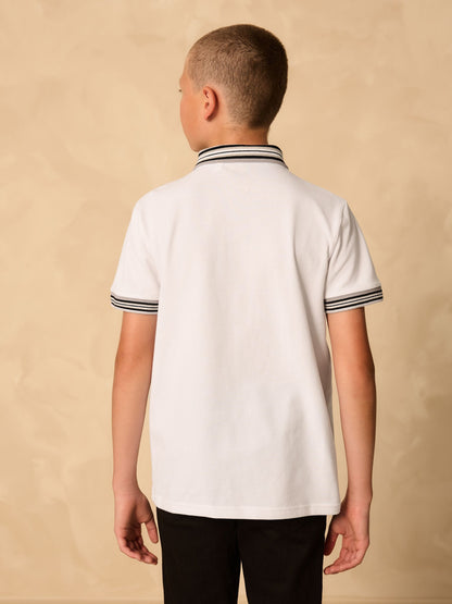 Dsiney Kidz - White Stripe Tipped Collar Short Sleeve Polo Shirt (3-16yrs) image 2