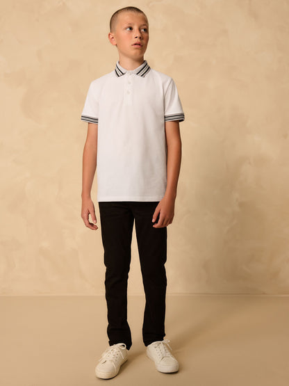 Dsiney Kidz - White Stripe Tipped Collar Short Sleeve Polo Shirt (3-16yrs) image 3