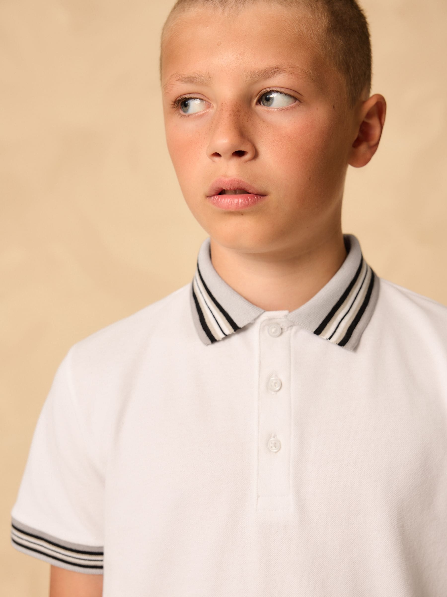 Dsiney Kidz - White Stripe Tipped Collar Short Sleeve Polo Shirt (3-16yrs) image 4
