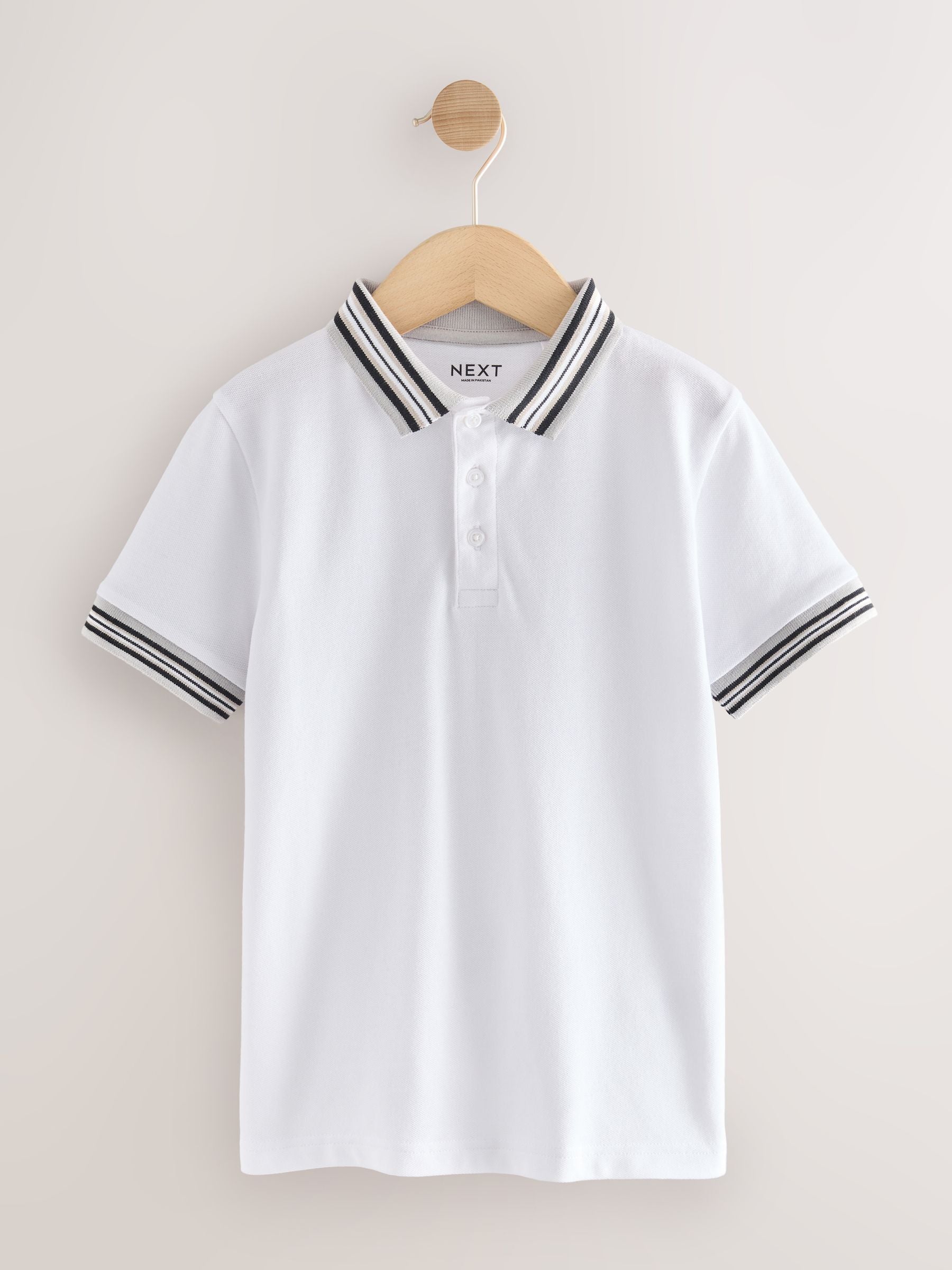 Dsiney Kidz - White Stripe Tipped Collar Short Sleeve Polo Shirt (3-16yrs) image 5