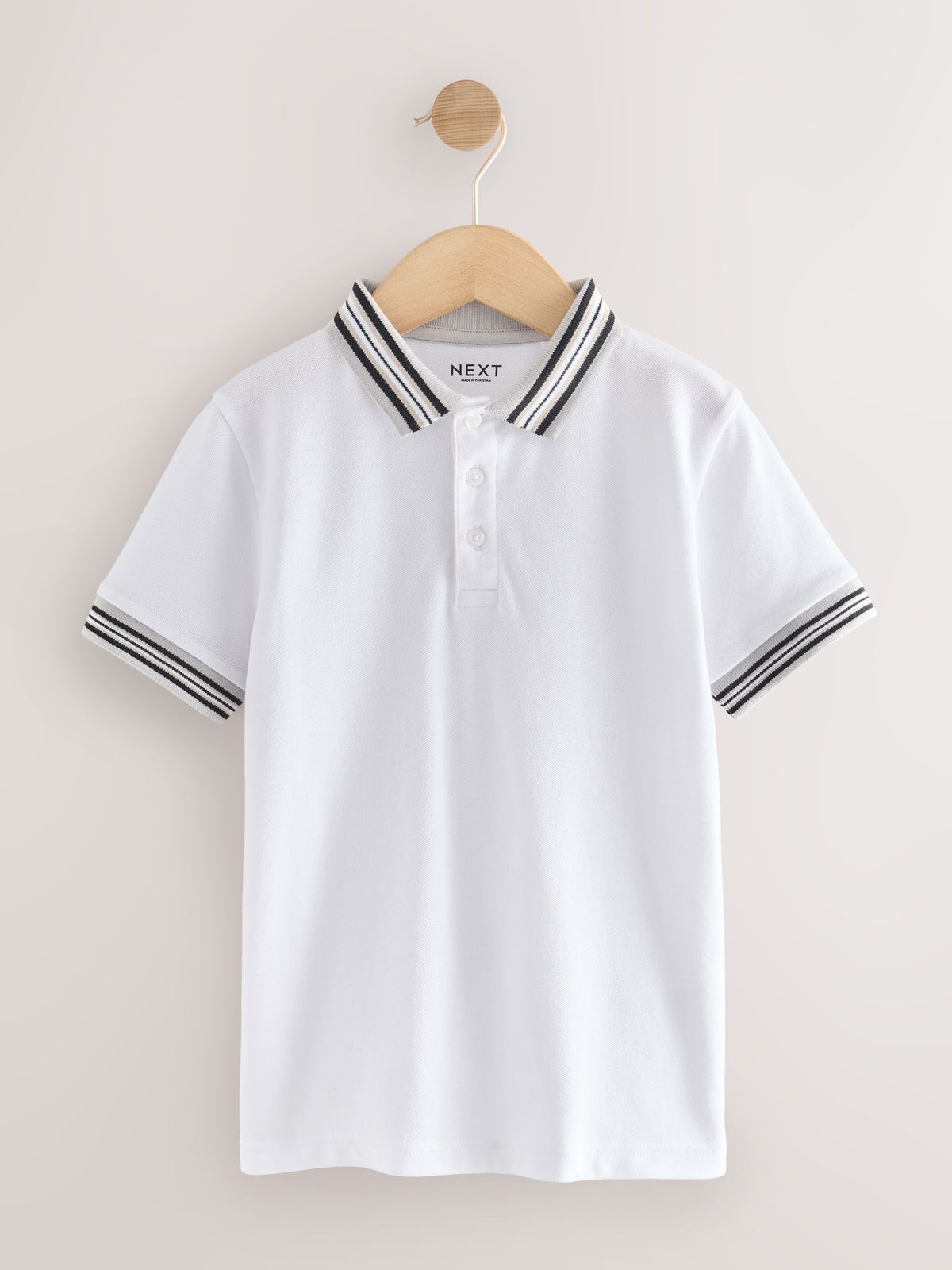 Dsiney Kidz - White Stripe Tipped Collar Short Sleeve Polo Shirt (3-16yrs) image 5