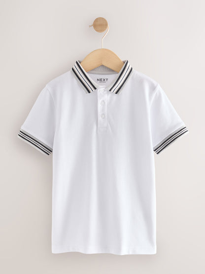 Dsiney Kidz - White Stripe Tipped Collar Short Sleeve Polo Shirt (3-16yrs) image 5