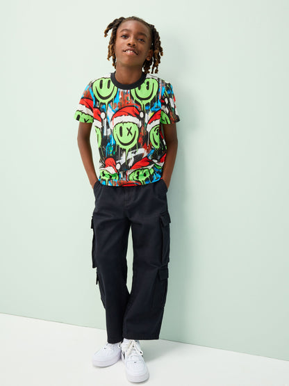 Dsiney Kidz - Multi Graffiti Smile Christmas Short Sleeve T-Shirt (3-16yrs) image 2