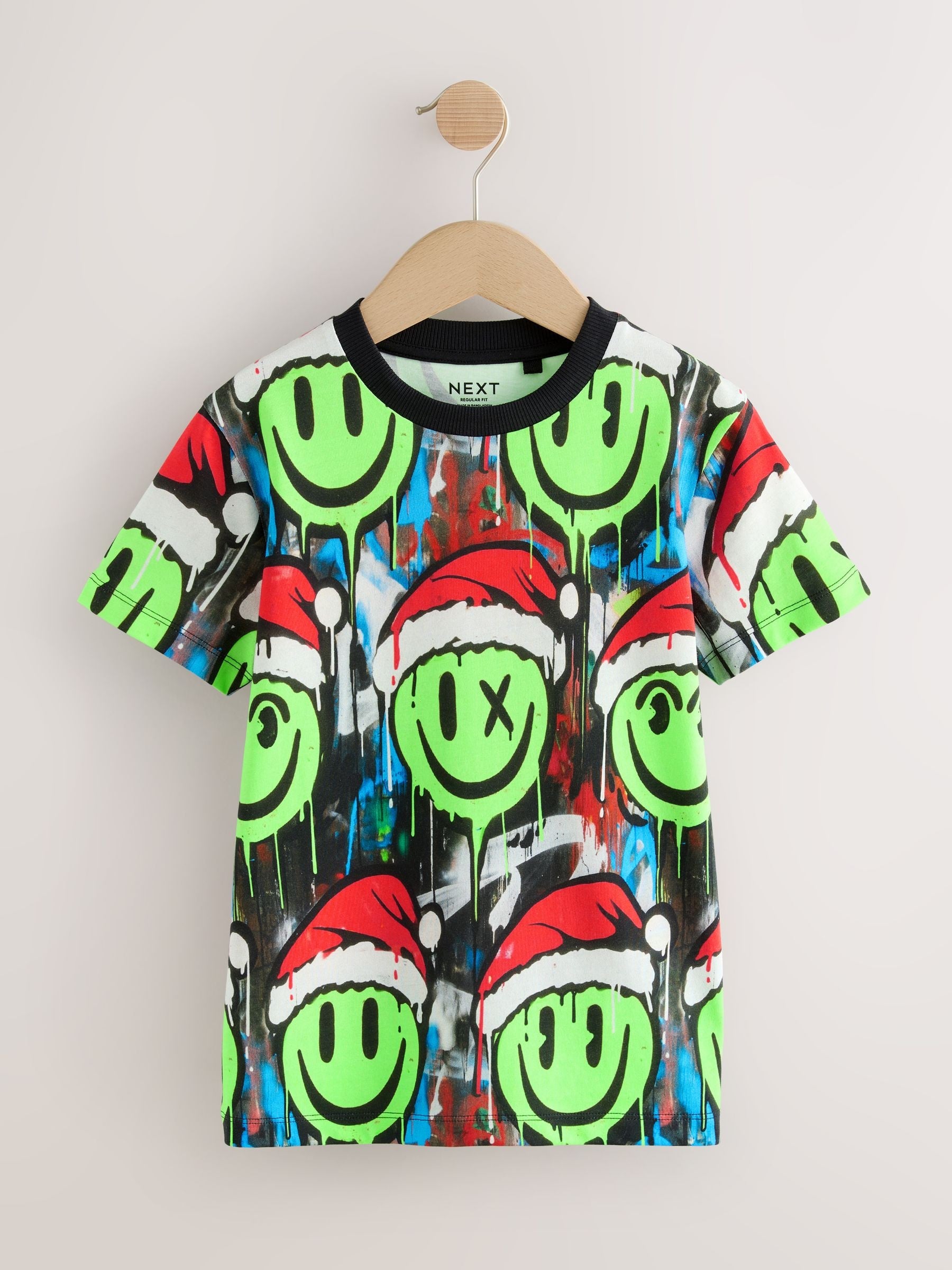 Dsiney Kidz - Multi Graffiti Smile Christmas Short Sleeve T-Shirt (3-16yrs) image 5