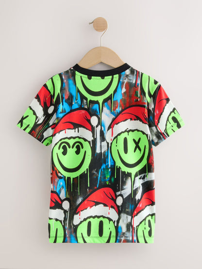 Dsiney Kidz - Multi Graffiti Smile Christmas Short Sleeve T-Shirt (3-16yrs) image 6