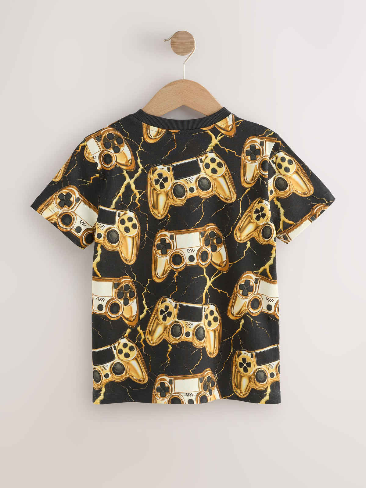 Dsiney Kidz - Black/Gold Controller Regular Fit Short Sleeve All-Over Print T-Shirt (3-16yrs) image 6